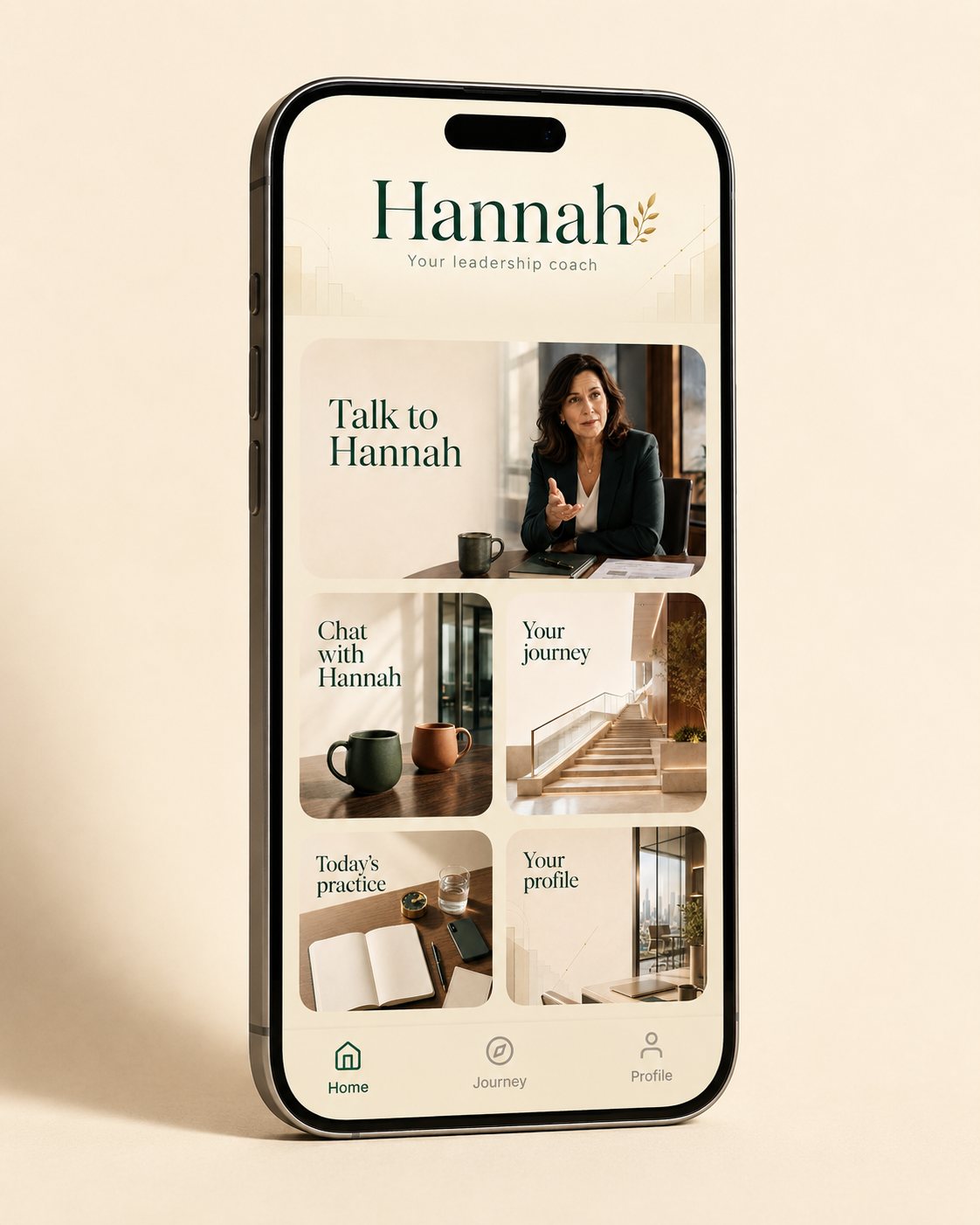 The Hannah app home screen, shown on a phone